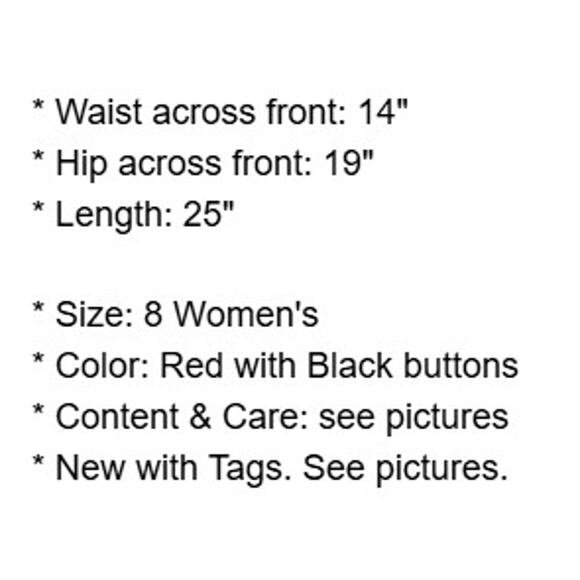 Laurel Escada Skirt Womens 8 Red Wool Blend Lined Pencil Buttons Zipper Rock New - Picture 4 of 12